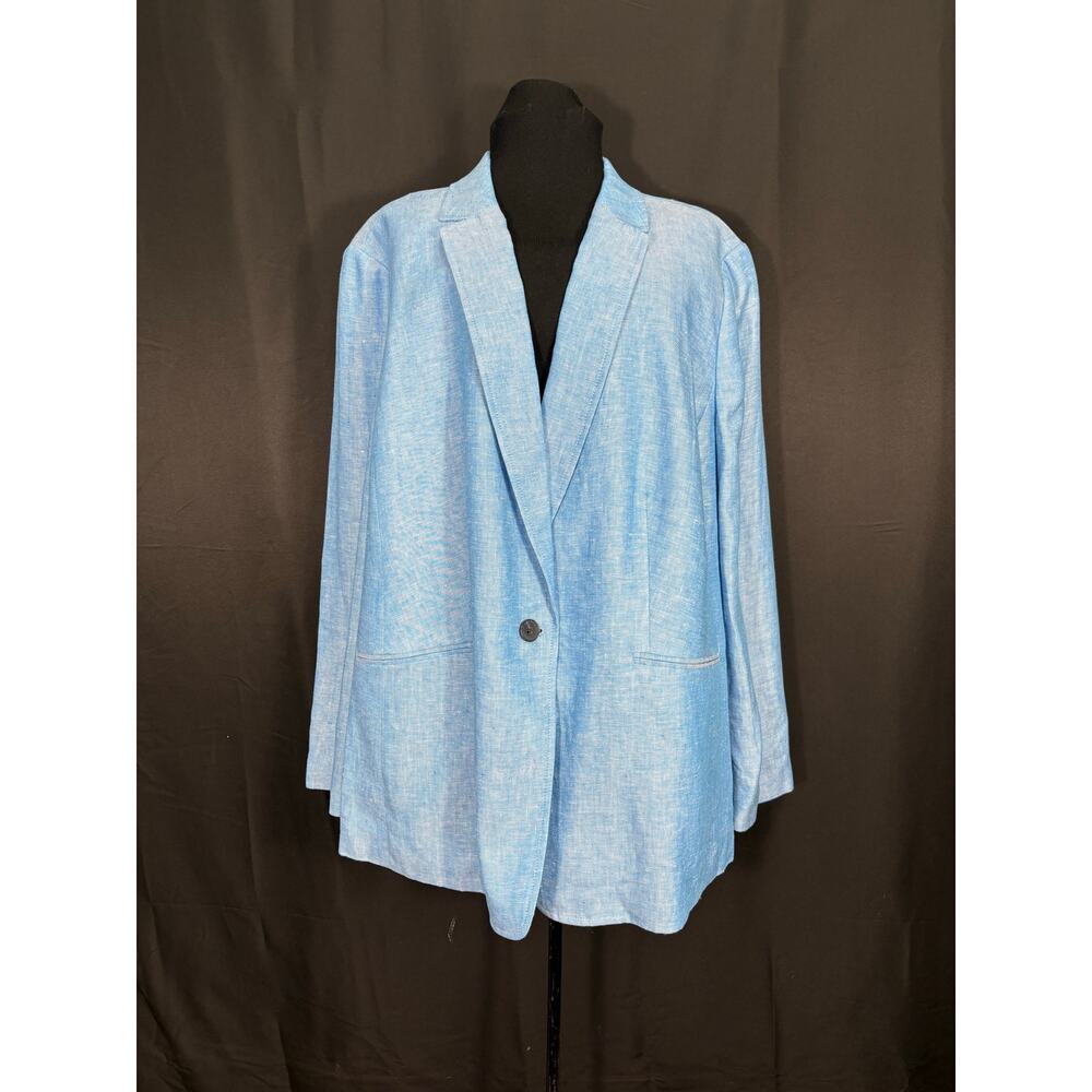 Talbots NWT Linen Blue Blazer Plus Size 22  Single Button Closed